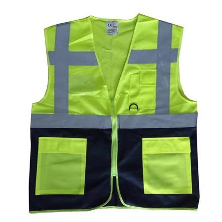Emniyet ikaz yeleği Cepli mühendis model (SARI LACİVERT)