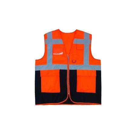 Emniyet ikaz yeleği Cepli mühendis model (TURUNCU LACİVERT)