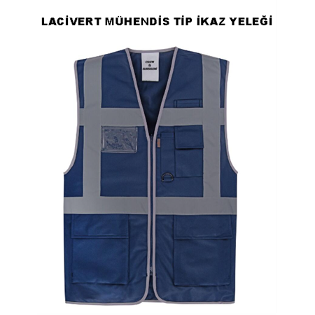 Lacivert Mühendis Tip İkaz Yeleği