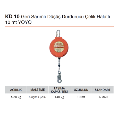 Geri Sarımlı Düşüş Durdurucu 10 MT